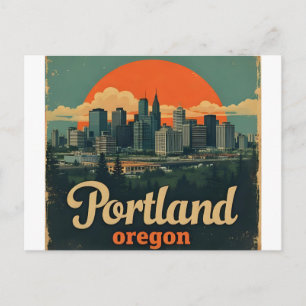 Retro Portland Oregon Siluett Vintage Resa Vykort
