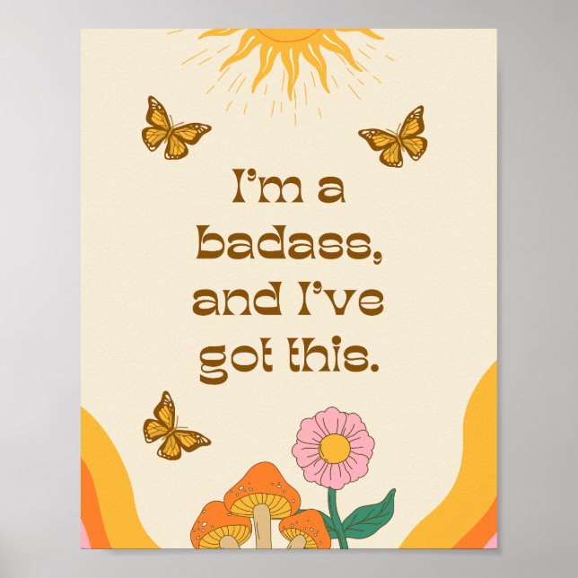 Retro Positive Girly Self Motivational Quote Poster (Framsidan)