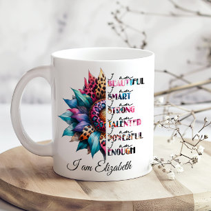 Retro Positivity "Jag är vacker, smart, stark" Kaffemugg