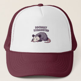 Retro Possum Introvert Energy Trucker Hat Keps