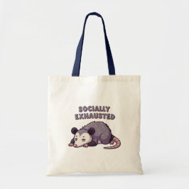 Retro Possum Introvert Mode Canvas Tote Bag Tygkasse