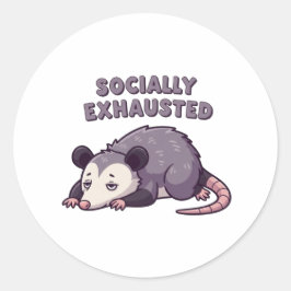 Retro Possum Socially Exhausted Vinyl Sticker Runt Klistermärke