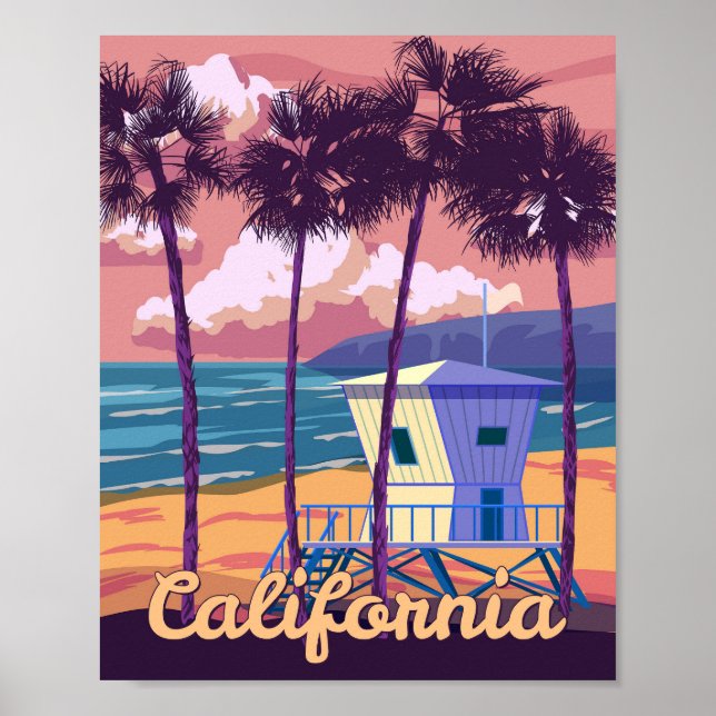 Retro Poster California. Lifeguard house (Framsidan)