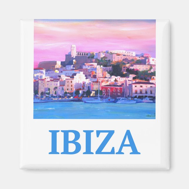 Retro Poster Ibiza Old Town and Harbour Magnet (Framsidan)