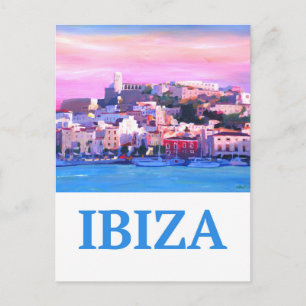 Retro Poster Ibiza Old Town and Harbour Vykort