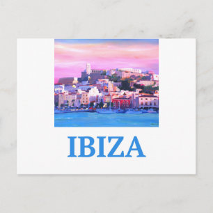 Retro Poster Ibiza Old Town and Harbour Vykort