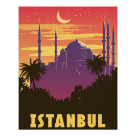 Retro Poster Istanbul, solnedgång i Turkiet Perfect Poster