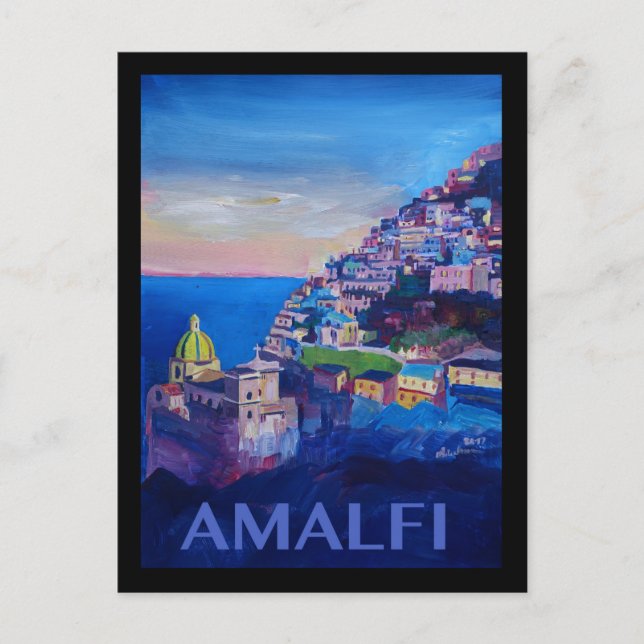 Retro Poster italien Amalfi Kusten Vykort (Framsida)