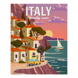 Retro Poster Italy, Mediterranean romantic view Perfect Poster