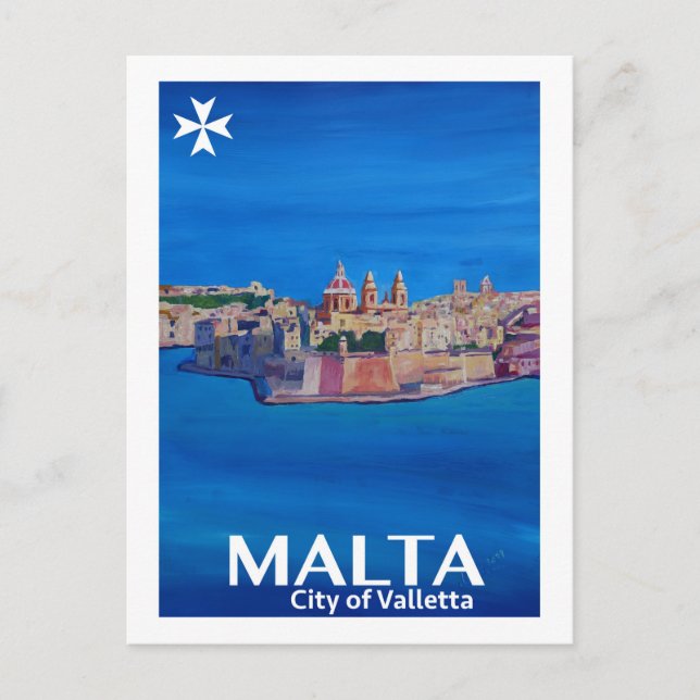 Retro Poster Malta Valetta - Knight City Vykort (Framsida)