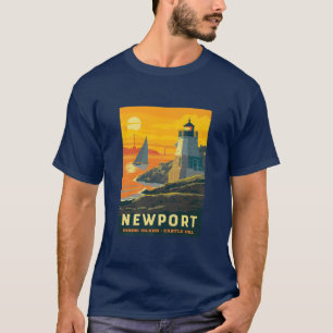 Retro Poster Newport Rhode island Castle Backe New T Shirt