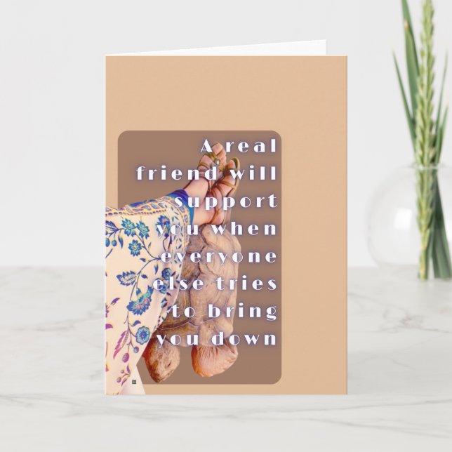 Retro poster REAL VÄNSKAP Dam och hennes sköldpadd Kort (Framsida)