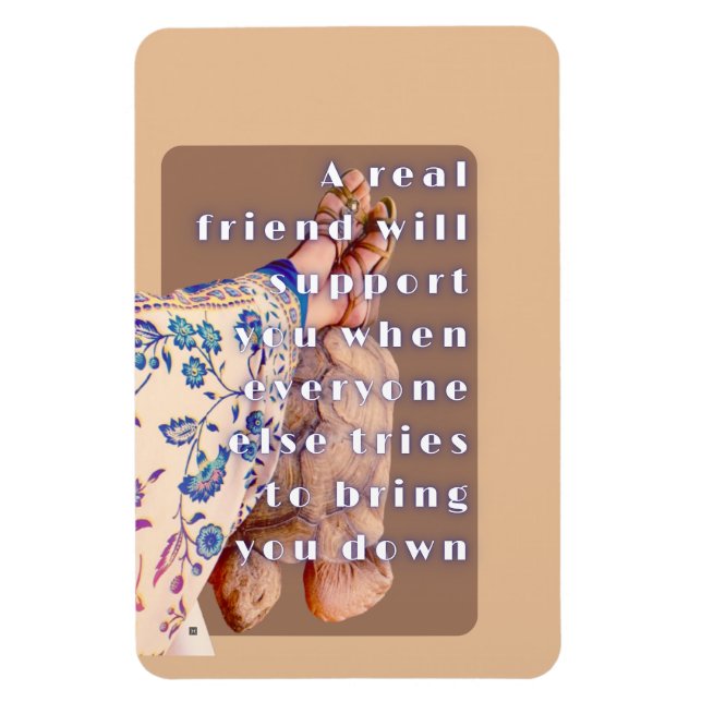 Retro poster REAL VÄNSKAP Dam och hennes sköldpadd Magnet (Vertikal)