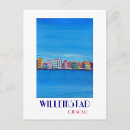 Retro Poster Willemstad Curacao Vykort