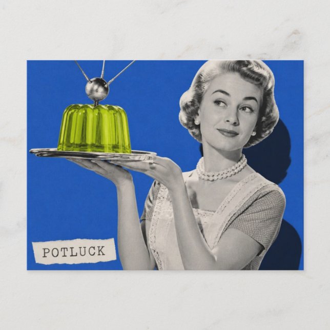 retro potluckyta kvinna surrealistisk collage vykort (Framsida)