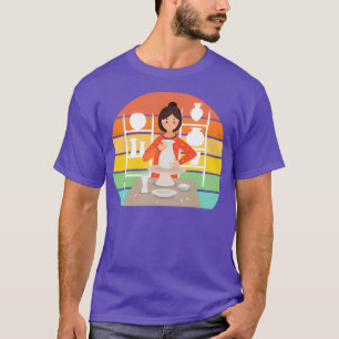 Retro Pottery Woman Ceramic Kiln T Shirt