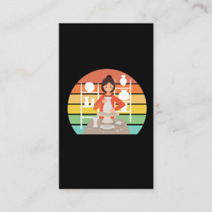 Retro Pottery Woman Ceramic Kiln Visitkort