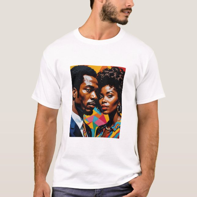 Retro Power Coubrant Afrocentric Art Tee (Framsida)