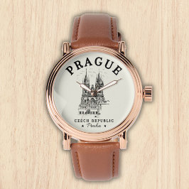 Retro Prague Landscape in Czech Republic Armbandsur