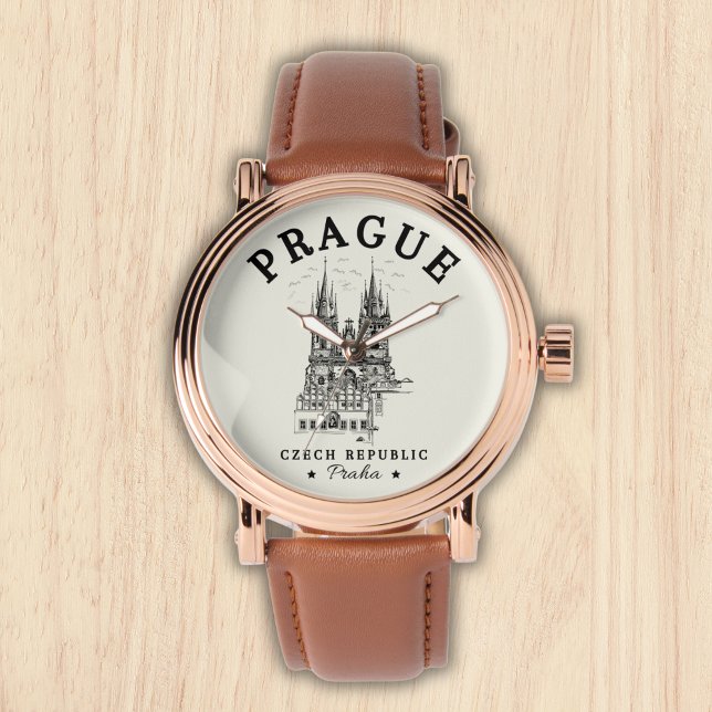 Retro Prague Landscape in Czech Republic Armbandsur (Skapare uppladdad)