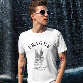 Retro Prague Landscape in Czech Republic T Shirt