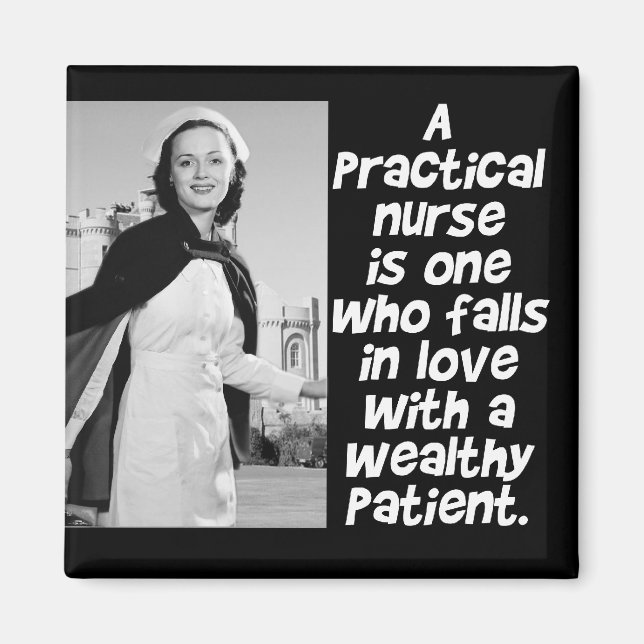 RETRO PRAKTISK NURSE - HUMOR - LPN MAGNET (Framsidan)