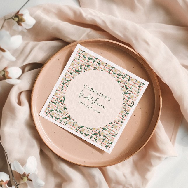 Retro Prästkragar Blommig Grön Bröllopsfest Anpass Pappersservett (Skapare uppladdad)