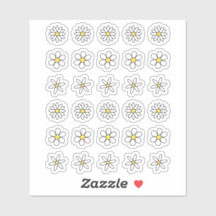 Retro Prästkragar Doodle Dekorativa Små Blommor Bu Klistermärken