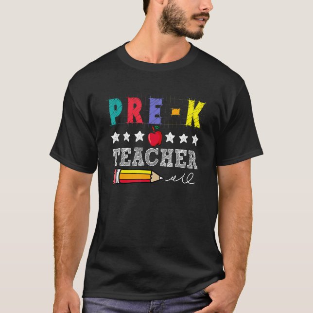 Retro Pre K-lärarliv för Back to school före T Shirt (Framsida)