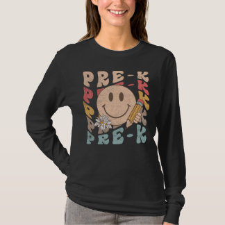 Retro Pre k Teacher Student First Day Of School Pr T Shirt