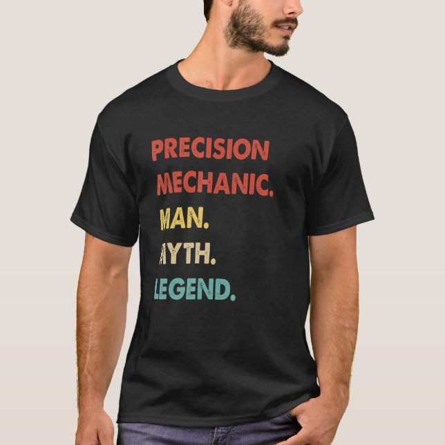 Retro Precision Mechanic Man Myth Legend T Shirt (Framsida)