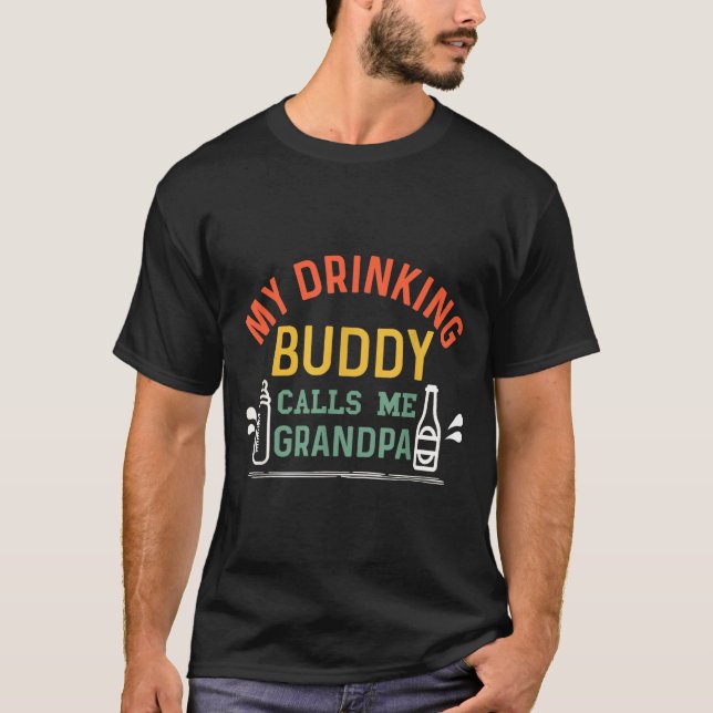 Retro Pregnancy Announcement Grandpa My Drinking B T Shirt (Framsida)