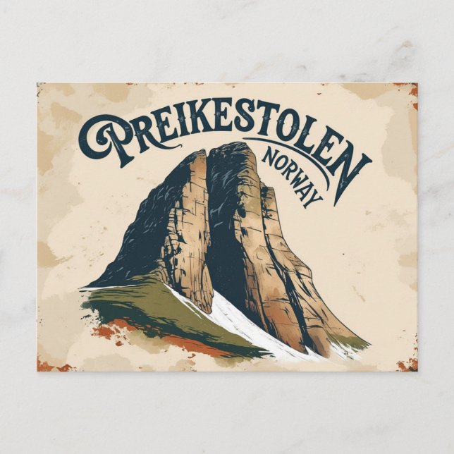 Retro Preikestolen-vy Vykort (Framsida)