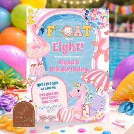 Retro preppy Flyt in i poolparty Flicka Födelsedag Inbjudningar