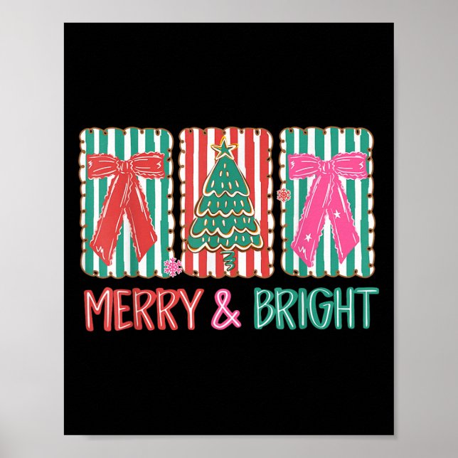 Retro Preppy Merry And Bright Girly Coquette Chris Poster (Framsidan)
