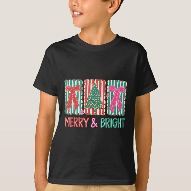 Retro Preppy Merry And Bright Girly Coquette Chris T Shirt (Framsida)