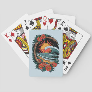 Retro present för solnedgångsurlaub på blommande s casinokort