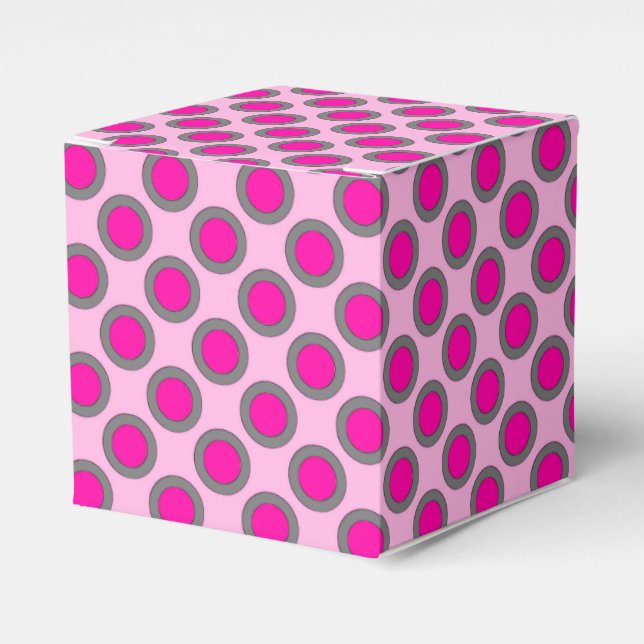Retro prickar i cirklar, fuchsia, grå och rosa presentaskar (Framsidan Sidan)