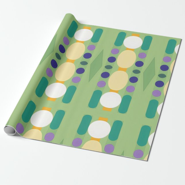 Retro prickar ränder presentpapper (Utrullad)