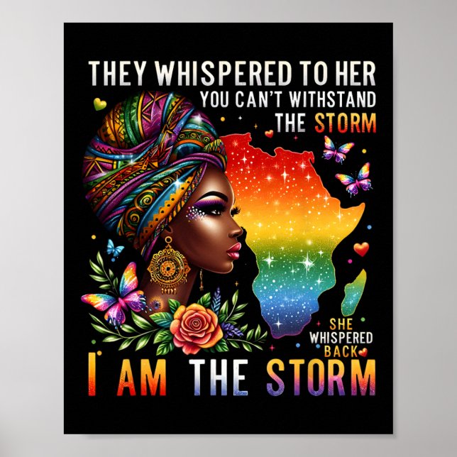 Retro Pride Svart Kvinna Jag Är Stormen Inspiratio Poster (Framsidan)