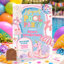 Retro prissy Pyjamasparty Poolparty Flicktema  Inbjudningar