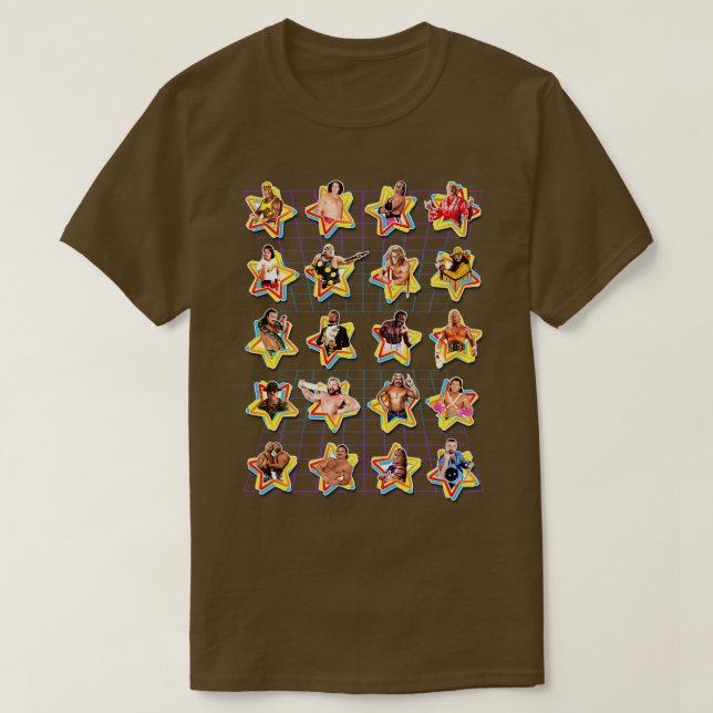 Retro Pro Wrestling Stars T Shirt (Design framsida)