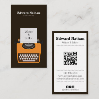 Retro professionell skrivmaskin qr-kod visitkort
