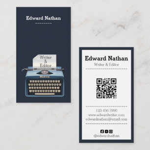 Retro professionell skrivmaskin qr-kod visitkort