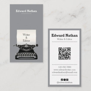 Retro professionell skrivmaskin qr-kod visitkort
