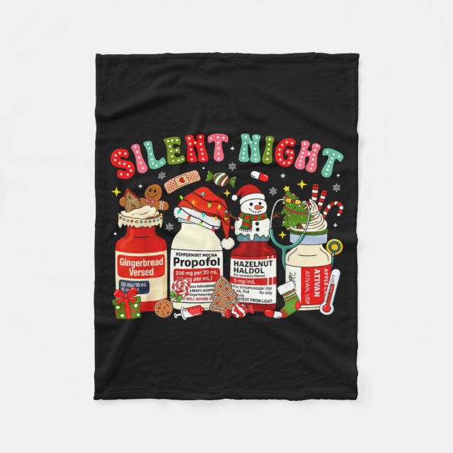 Retro Profol Silent Night Icu Nurses Funny Merry C Fleecefilt (Framsidan)