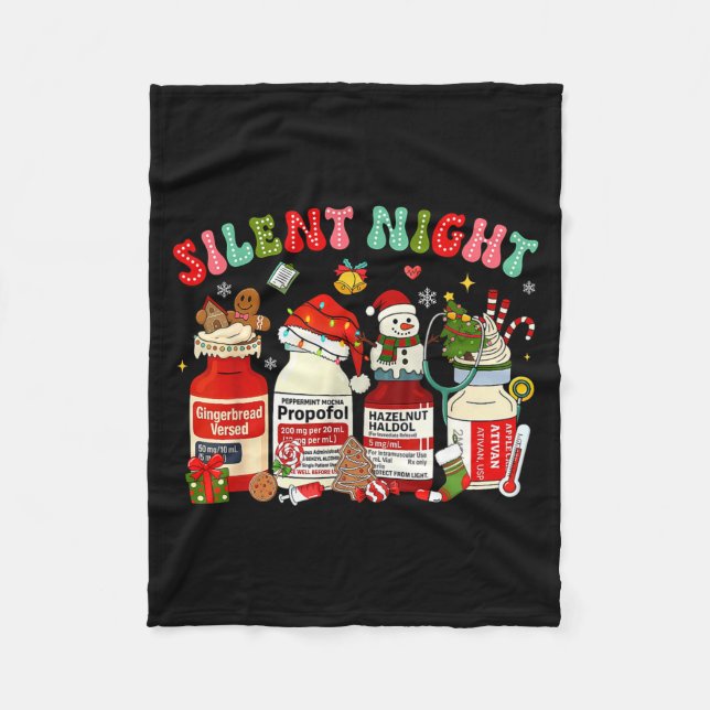 Retro Profol Silent Night Icu Nurses Funny Merry C Fleecefilt (Framsidan)