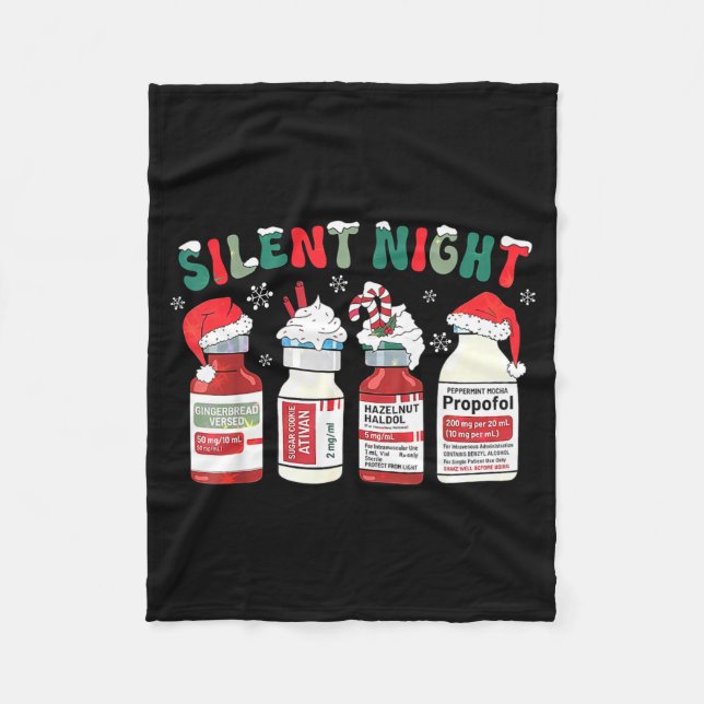 Retro Profol Silent Night Icu Nurses Funny Merry C Fleecefilt (Framsidan)