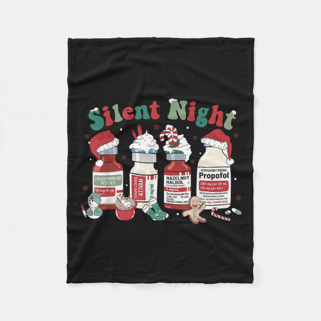 Retro Profol Silent Night Icu Nurses Funny Merry C Fleecefilt (Framsidan)