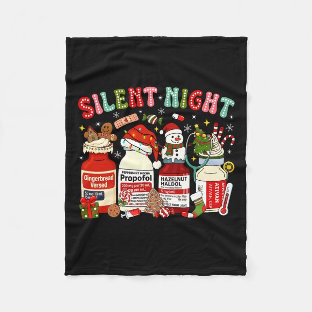Retro Profol Silent Night Icu Nurses Funny Merry C Fleecefilt (Framsidan)